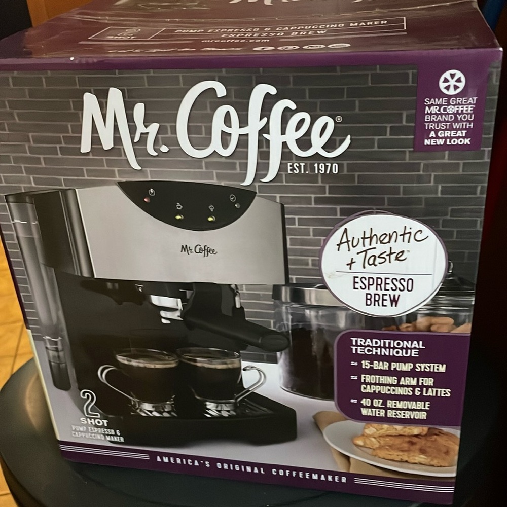 Mr. Coffee 2 shot, Pump Expresso and Cappuccino Maker Expresso Brew